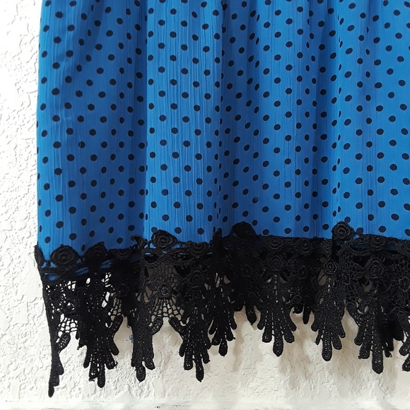 Apt 9 sz10 Blue & Black Dotted Babydoll Style Tank - Picture 3 of 11